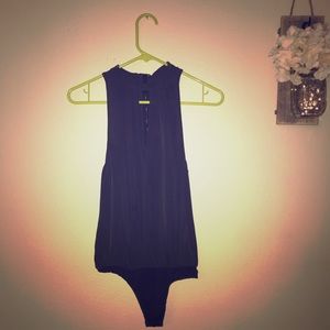 Grey Bebe silk sheer bodysuit